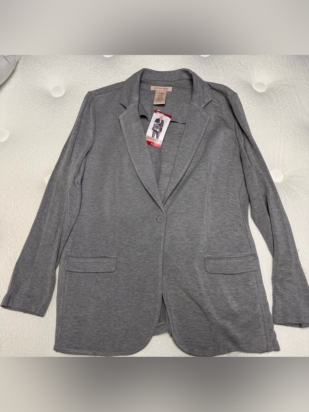Philosophy Heather Gray Knit Single-Button Blazer
